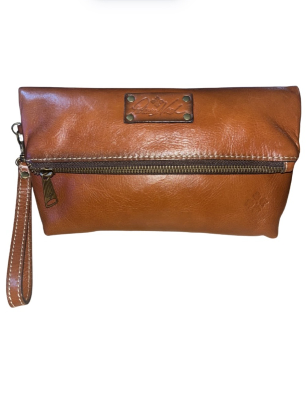 Patricia Nash Valerie Foldover Clutch Wristlet - Tan Italian Leather